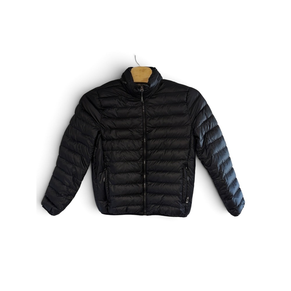 Tumi Pax Men Sz XL Black Packable Puffer Jacket Travel Neck Pillow Convertible
